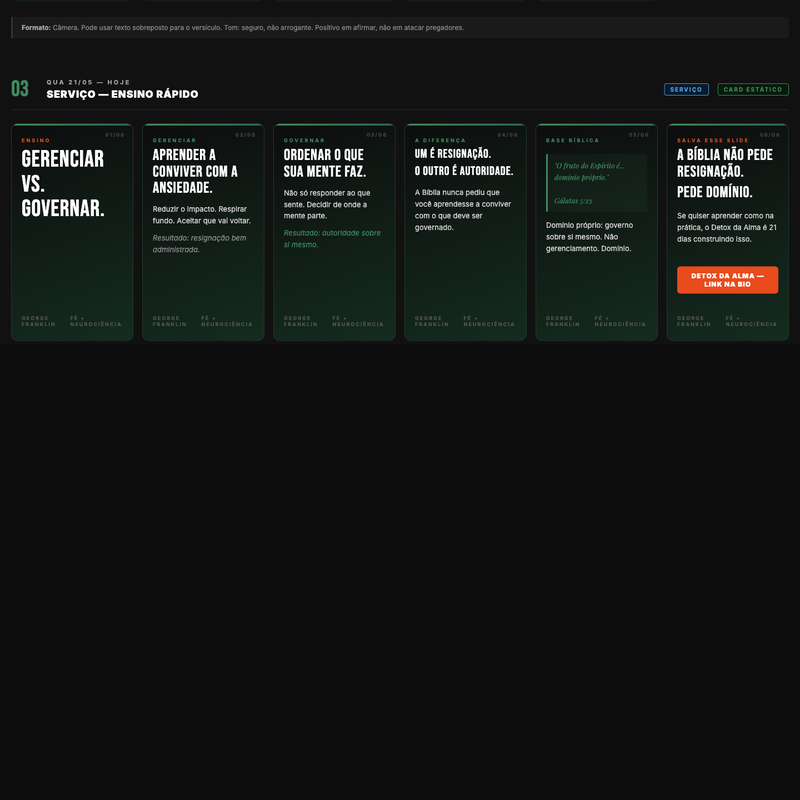 Stories semanais gerados com o OS